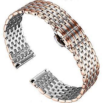 Ultra thin mesh stainless steel strap, polished strap replacement strap, 20mm women's strap with butterfly buckle