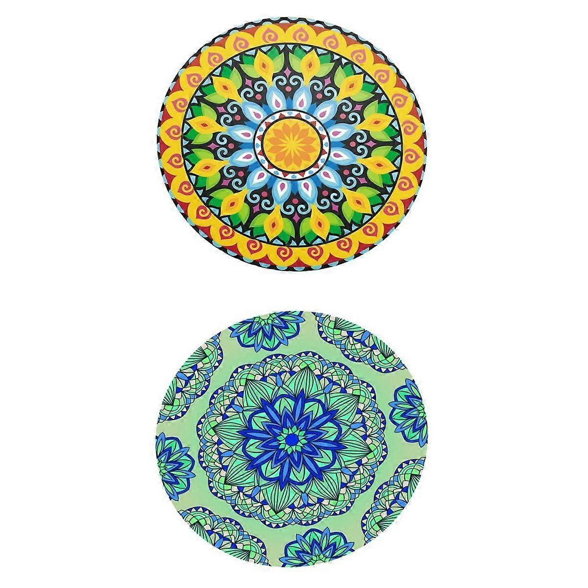 2pcs Waterproof Round Table Cover Elastic Edged Table Cloths Boho Style