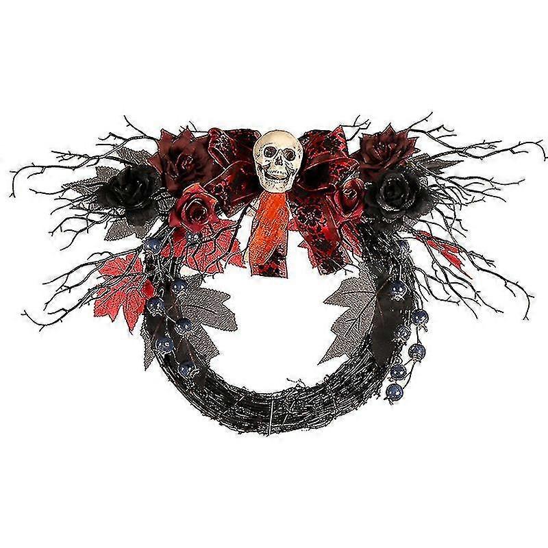 Artificial Halloween Wreath Skull Wreath With Lights For Home Decor