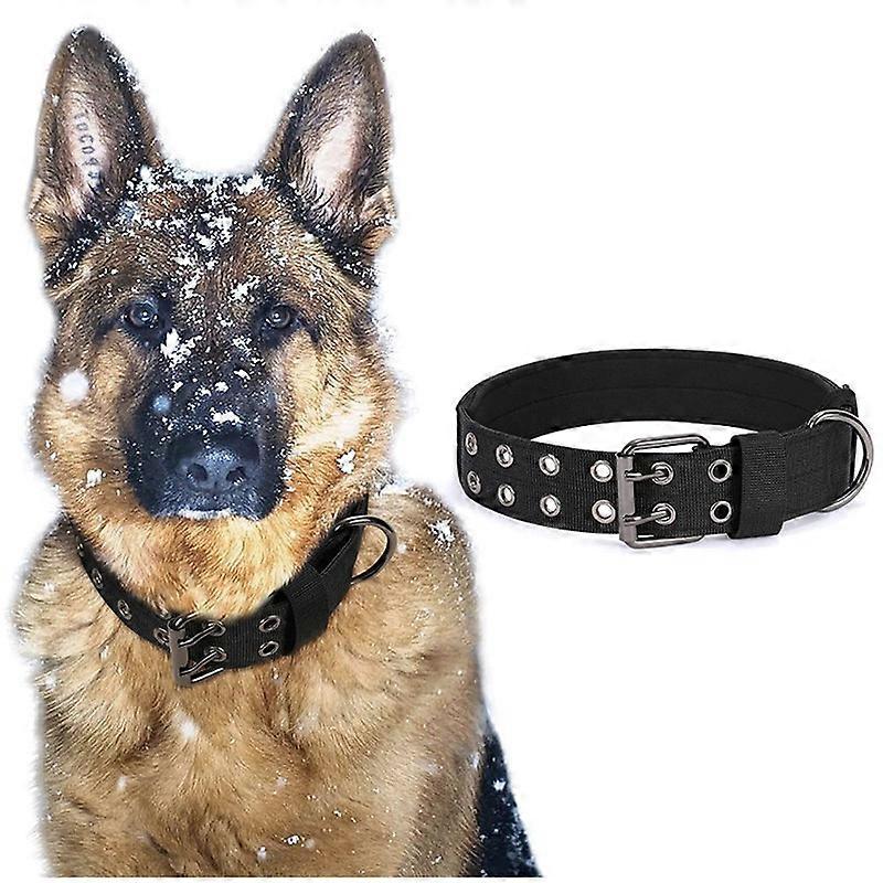 Evago Wide Military Dog Collar with Control Handle Adjustable Quickly Release Metal Buckle Nylon Dog Collar Heavy Duty Training Reflective Collar for