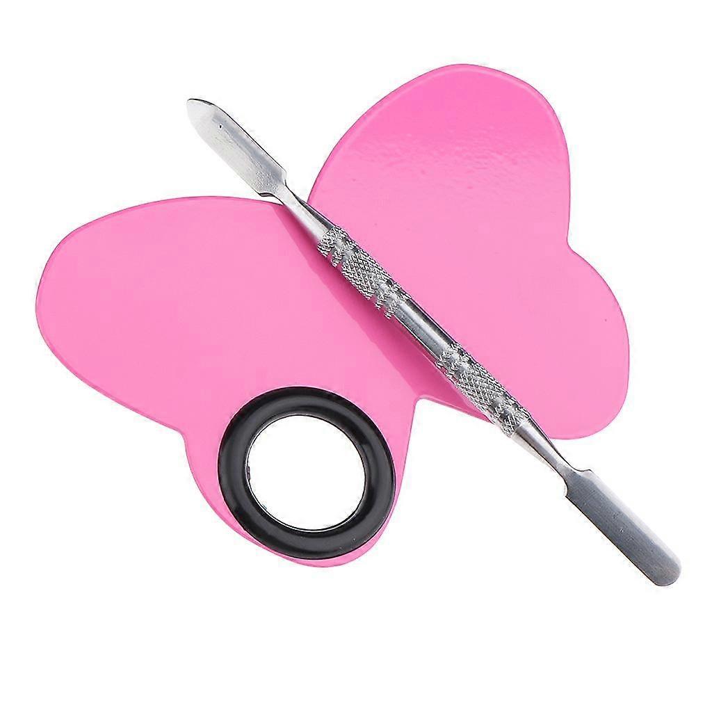 Cosmetic Make Up Color Art DIY Blending Mixing Butterfly Palette Spatula - Pink, as described