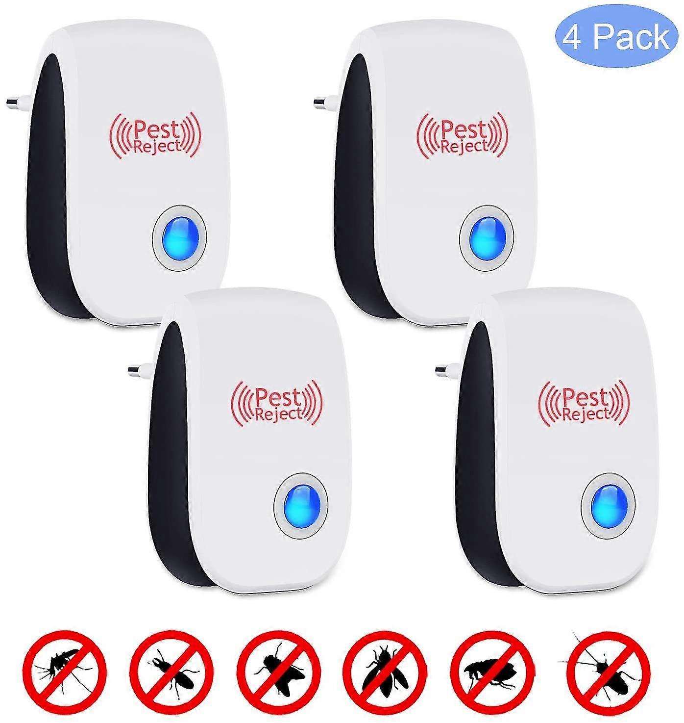 Pack of 4 Ultrasonic Pest Repellent for Cockroaches Flies Mosquitoes