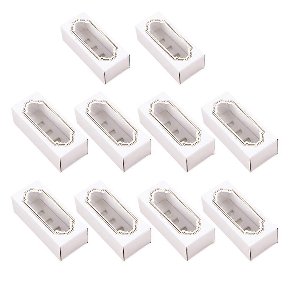 10pcs Paper Packing Box Macaroon Packing Box Dessert Transparent Packaging Box