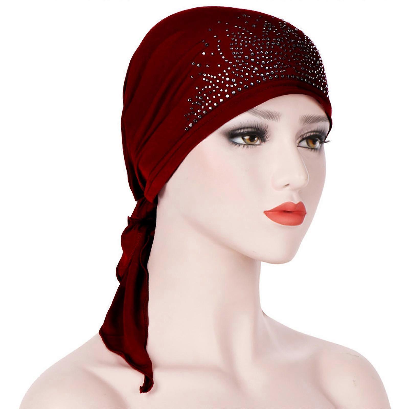 Women India Muslim Stretch Turban Hat Cotton Hair Loss Head Scarf
