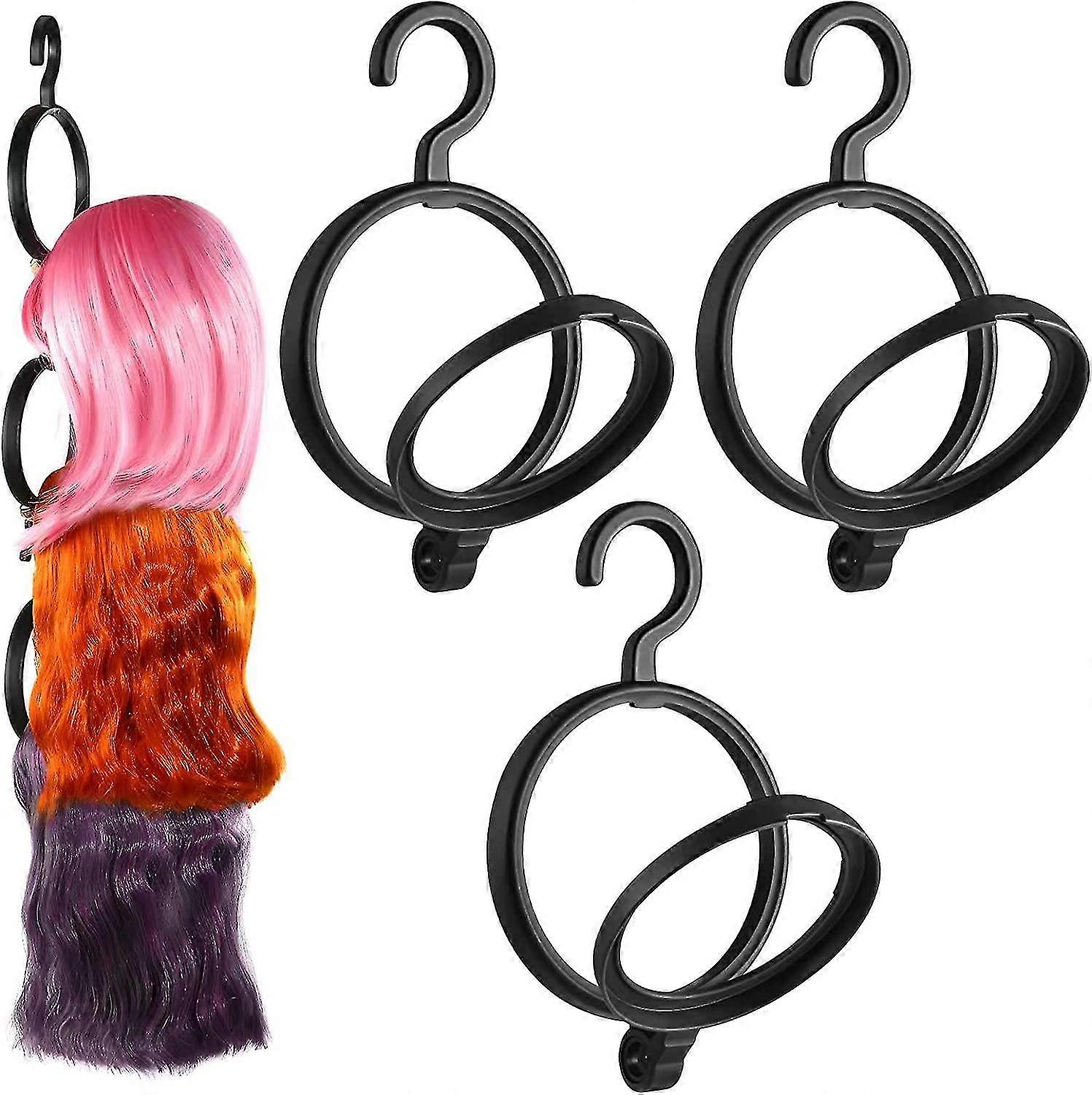3pcs Hanging Wig Stand,wig Hanger For Multiple Wigs For Display,storage,styling Portable Wig Stands Keep Shape