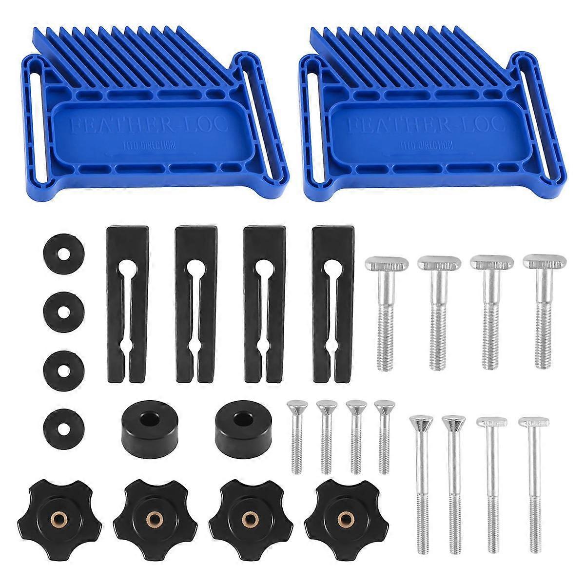 2Pcs Adjustable Woodworking Tools Feather Board for Table Saws, Router Tables & Band Saw with T-Slots, Miter Slots-Blue