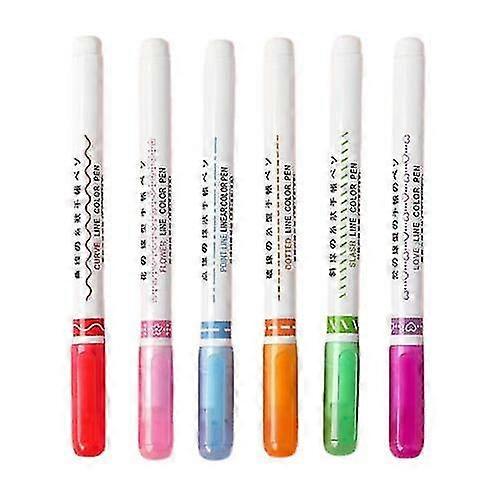 6x Curve Highlighter Pen Set Flare Pens Quick-drying And Writes Clearly Smoothly