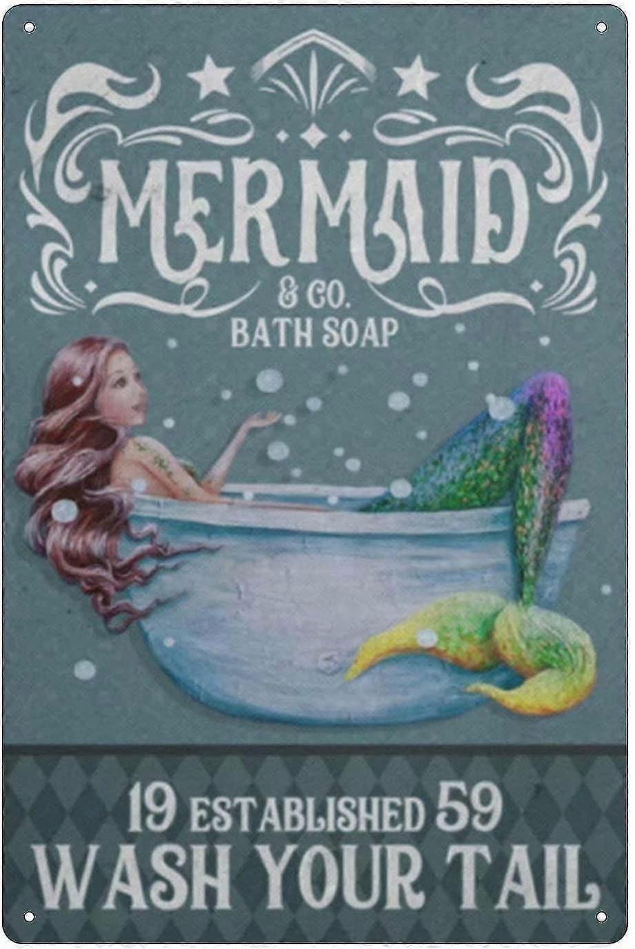 Placa de Metal de Sereia, Lave Sua Cauda Arte Cartaz de Metal Placa de Lata de Metal 8x12 Polegadas OU 12x16 Polegadas Modo 1275