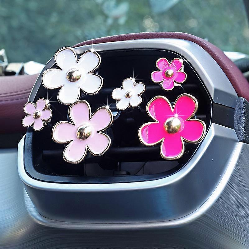 6 Pieces Daisy Air Vent Clip Car Diffuser Vent Clip Car Air Freshener Clip Car Oil Diffuser Clip for Women Girl (Red, Pink, White)