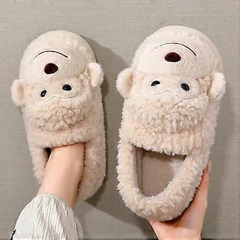 Women Men Shoes Girl Fur Anti Slip Warm Slippers Fashionable Lovely Monkey Matching Cotton Slipper Autumn Winter Plush Slippers
