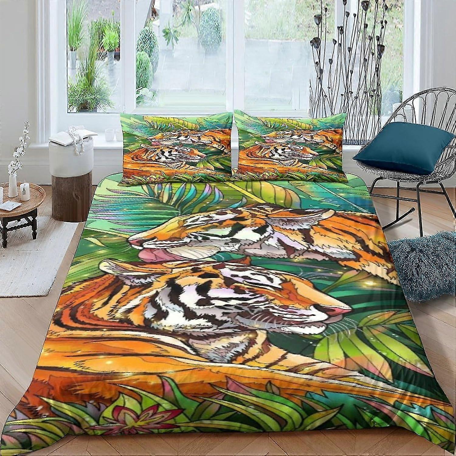 o5057 ملاءات السرير النمر غطاء لحاف مجموعة 3D نمط طباعة الفراش لحاف غطاء لحاف مجموعةلينة ستوكات مزدوجة سرير ملاءات fVV5057