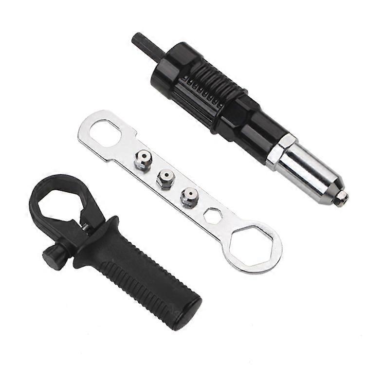 Electric Rivet Joint Conversion Head Rivet Gun Core Pulling Hand Drill Adapter Electric Rivet Gun Riveting Tool (1 Piece, Black)