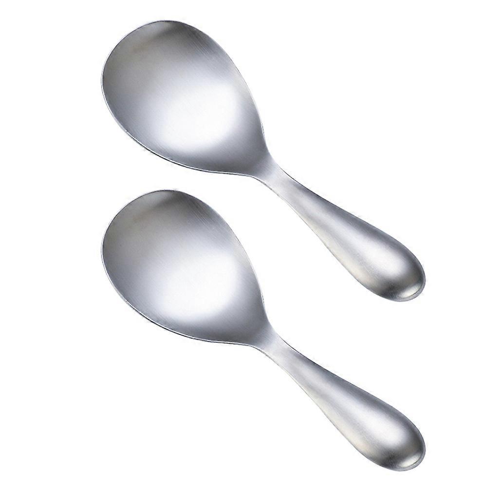 2 cuillères à riz en acier inoxydable grandes cuillères pratiques spatules à riz (argent)