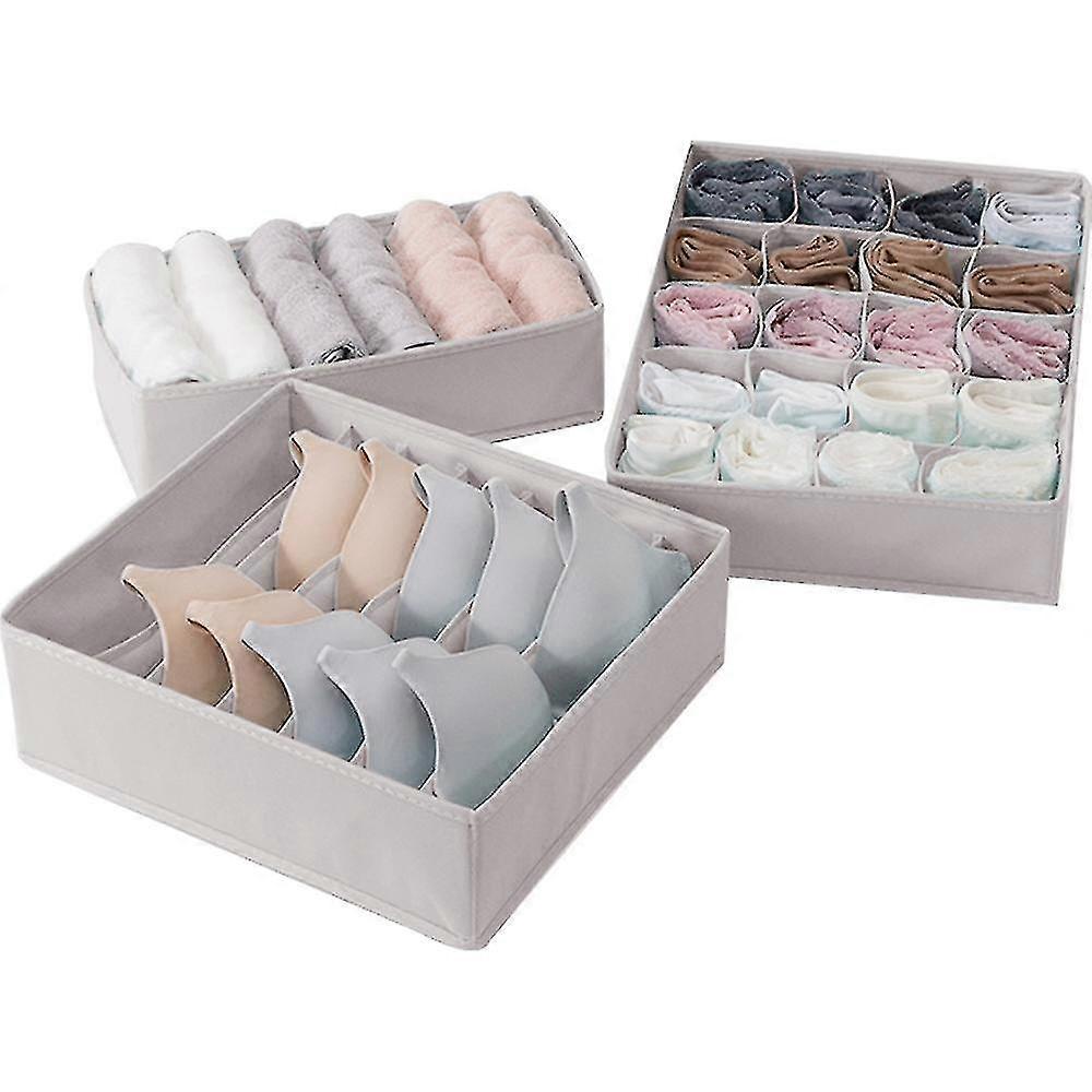 3pcs Fabric Multifunctional Socks Storage Box For Household