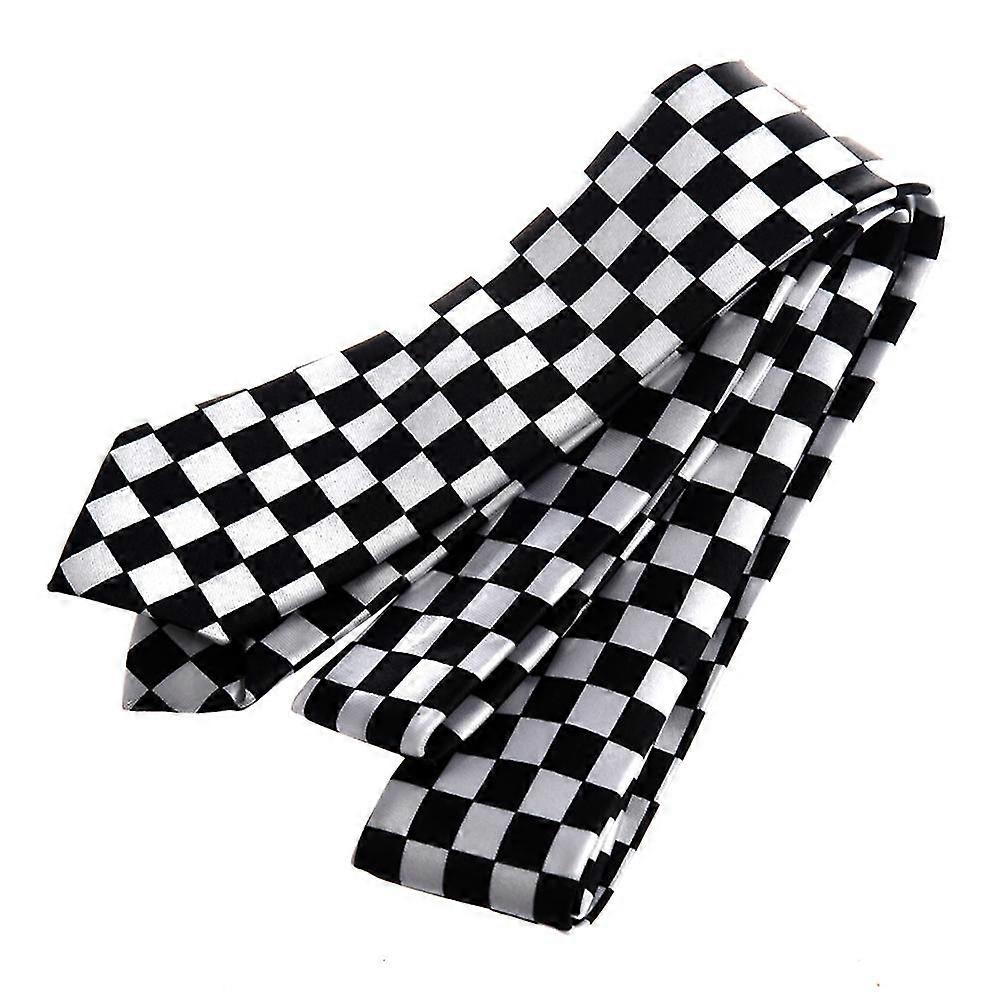 Cravatta a scacchi bianco nera nera