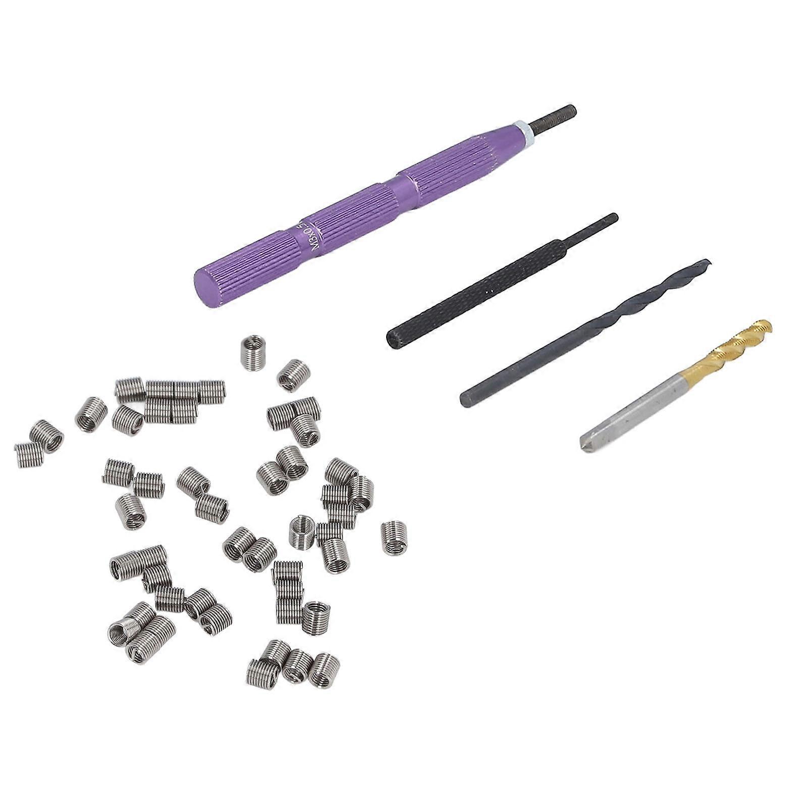 54 Pcs Thread Repair Kit M3x0.5x2D Thread Inserts Damaged Threads Repair Installation Tool