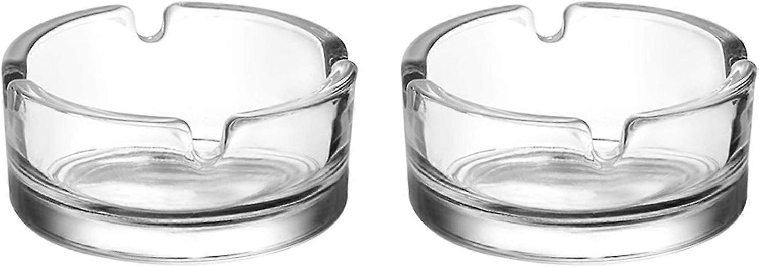 Simple & Practical Glass Ashtrays Set of Two Cigarette Grove Stackable (72mm)
