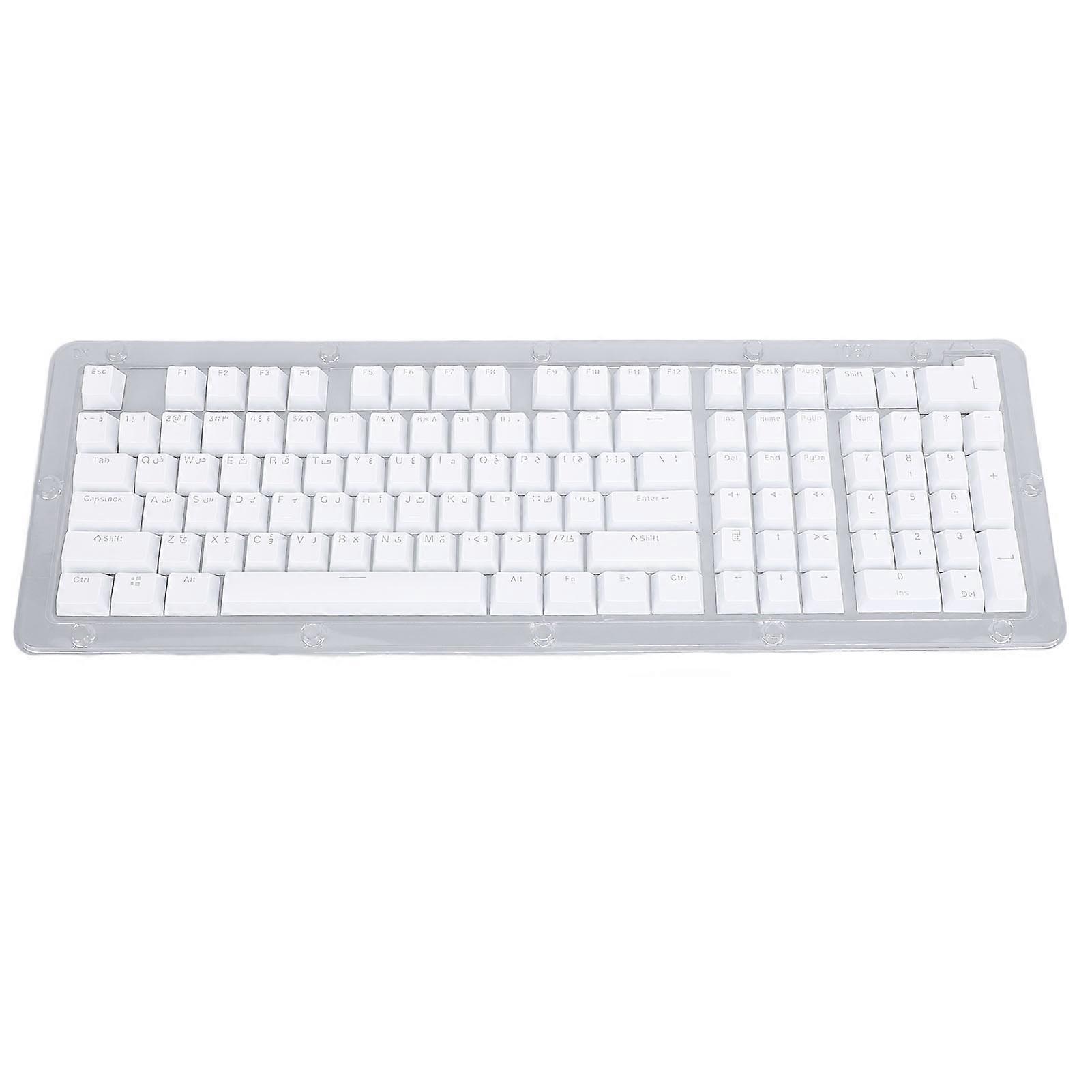 112 Keys Arabic Keyboard Keycaps Minimalist Style Mechanical Keyboard Keycaps for 61 64 68 84 87 96 98 100 104 108 Keyboards White