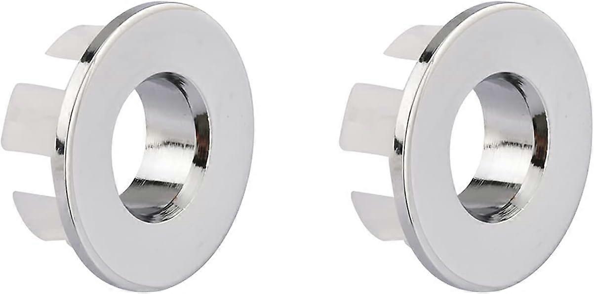 Wash Basin Trim Sink Overflow Hood Brass Insert Chrome Hole Round Plug 2 Pieces