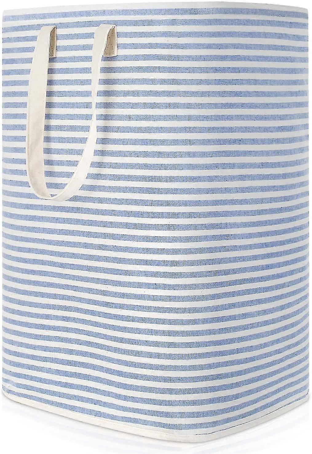 72l Waterproof Collapsible Fabric Dirty Laundry Hamper With Large Capacity, Blue