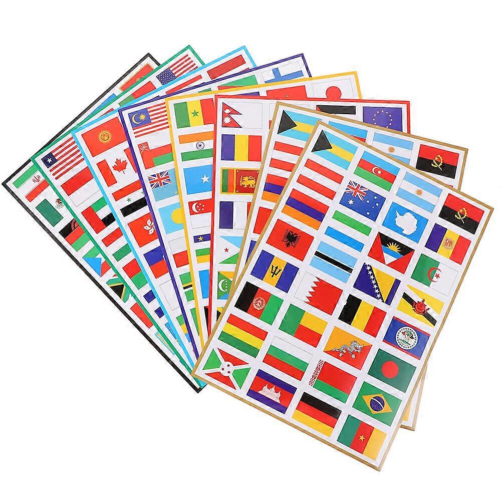 8 Sheets of Adhesive World Flag Stickers Cheering Flag Stickers Novelty Flag Face Stickers