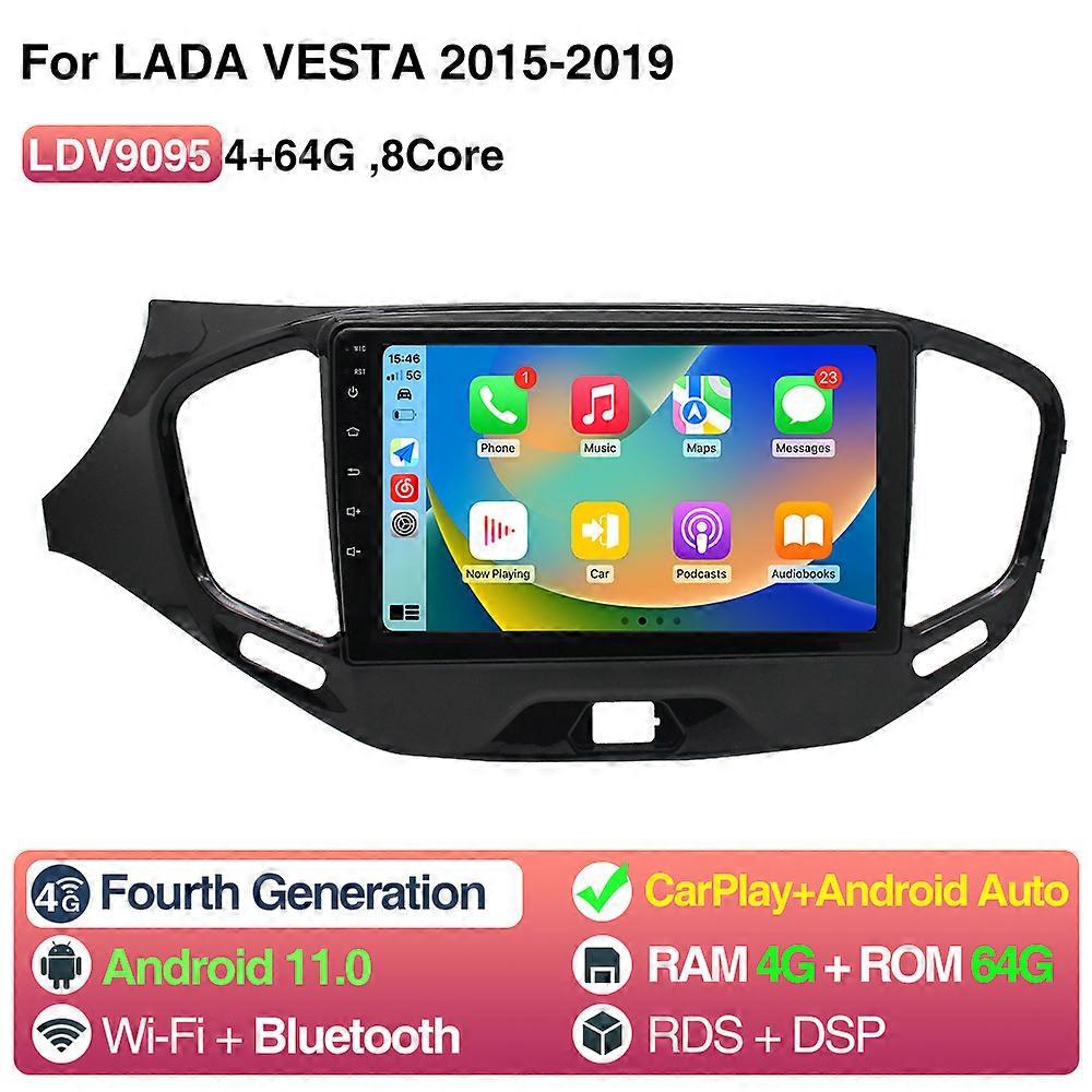 Grandnavi Android 11 Car Radio For LADA Vesta 2015-2019 Multimedia Player Display CarPlay Android Auto GPS Stereo 9 Inch 2 Din