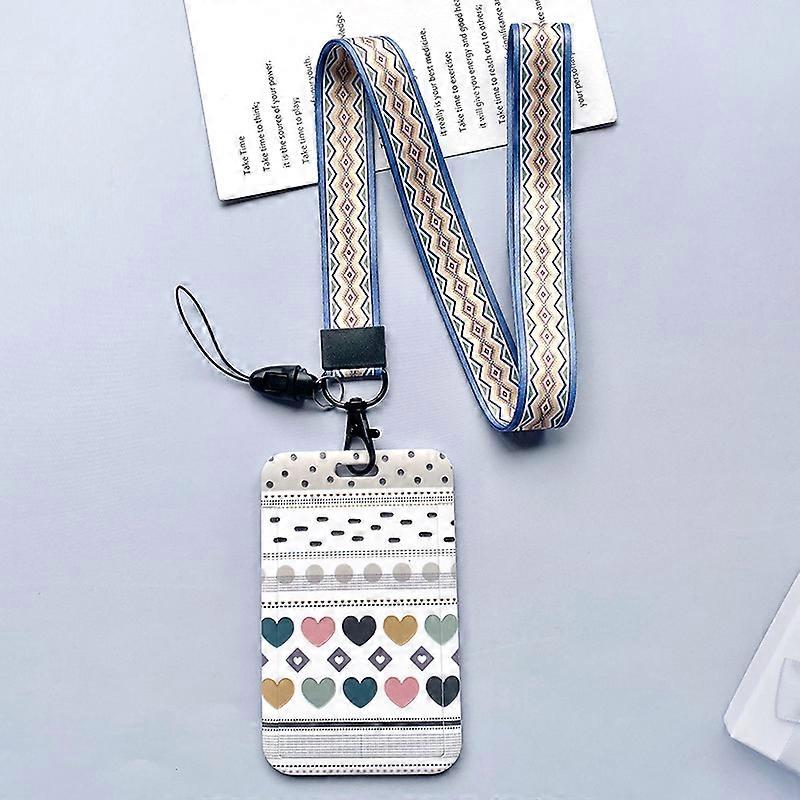 2022 Ins Student School Access Control Credit Id Card Holder Bags Geometric Patterns Women Men Work Bus Card Cover Case Keyring