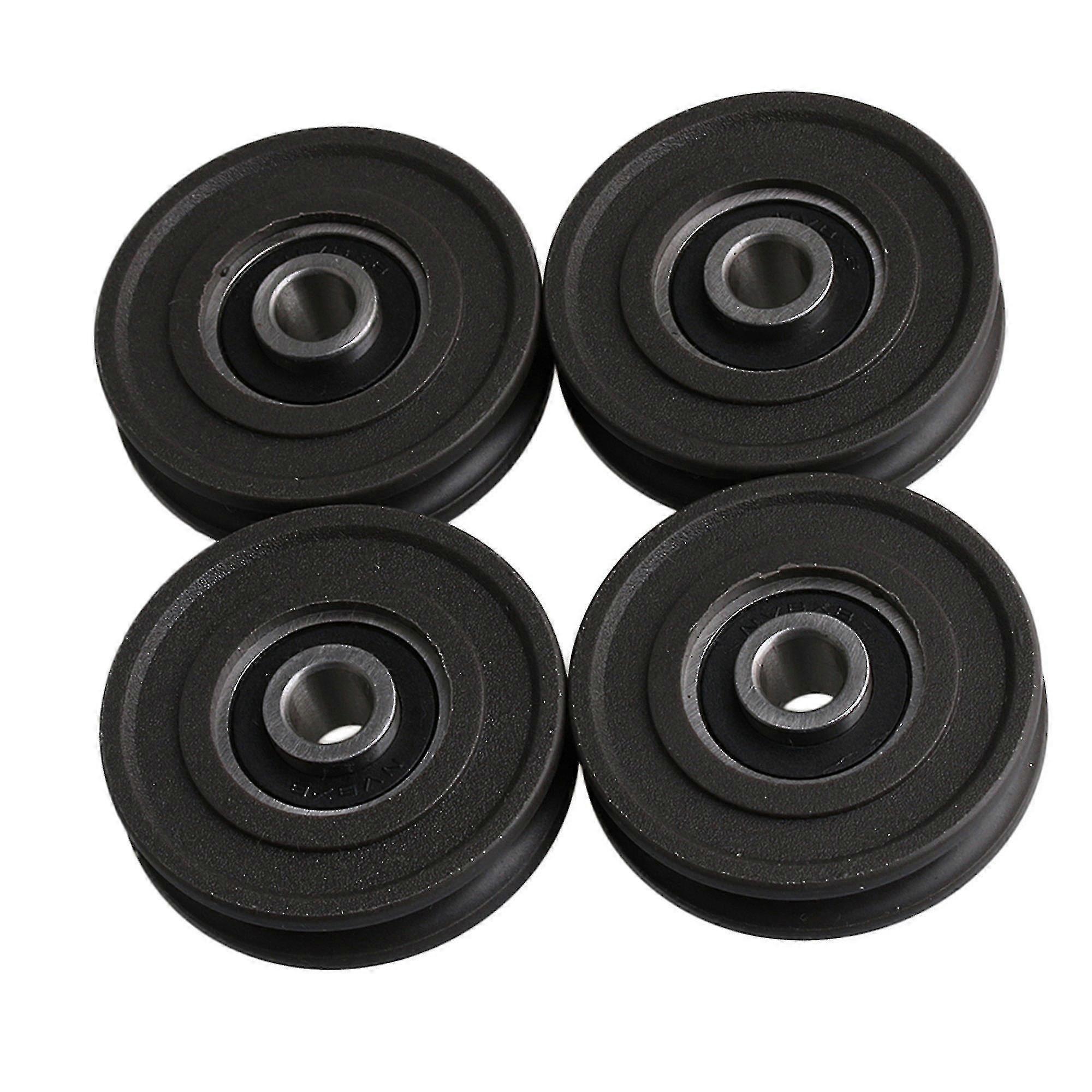 4db U-típusú hornyos kerekek vezető csapágyas szíjtárcsa 4,5x1,15cm Fekete