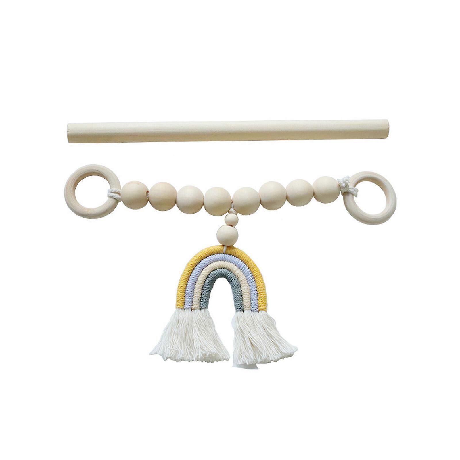 2023 Nya heminredningsremmar bundet rep regnbåge lätt att använda vävda flerfärgade tofsar träpärlor enkla handgjorda dekorativa