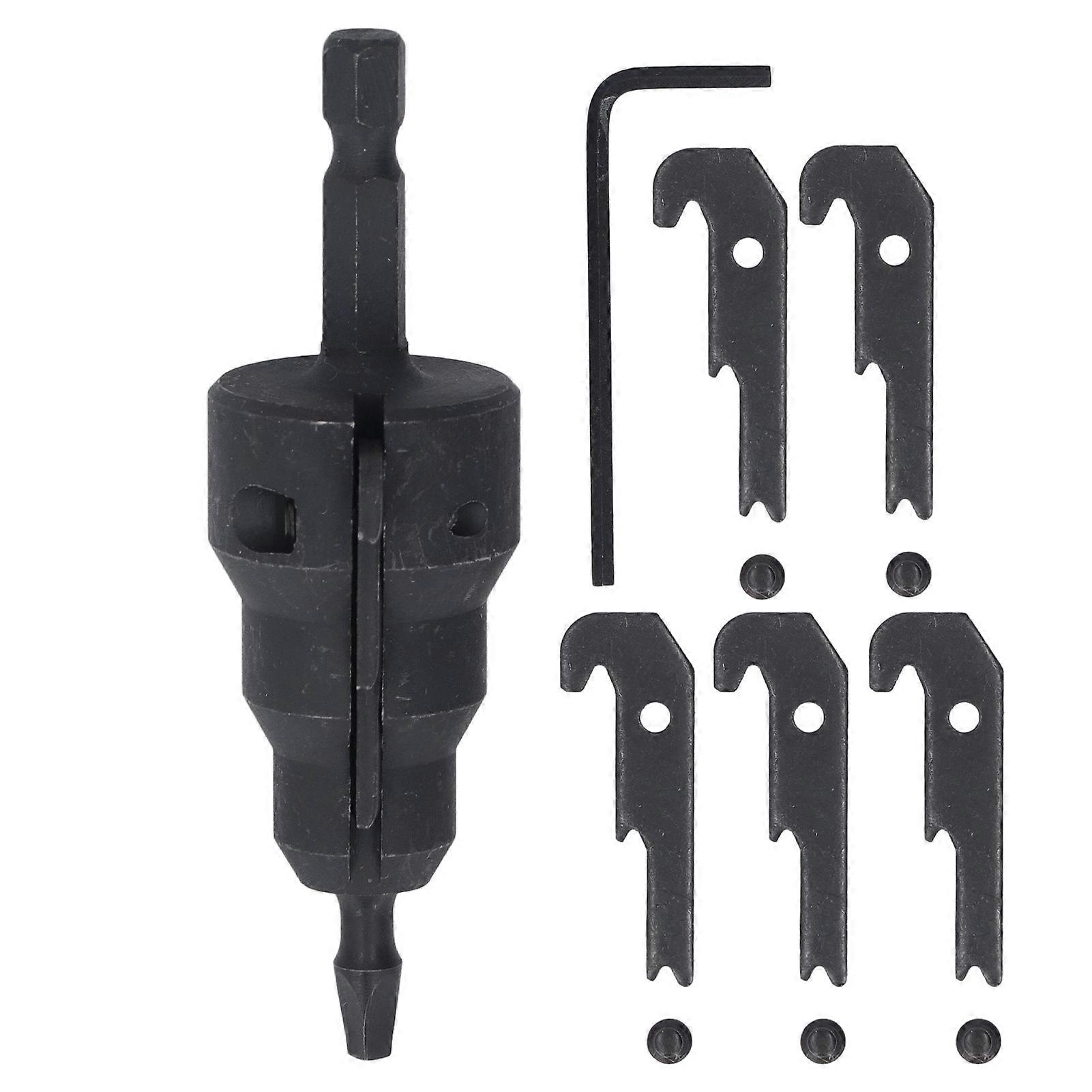 Power Conduit Reamer 1/4 Inch Shank High Carbon Steel Pipe Reamer Tool Kit with 5 Blades