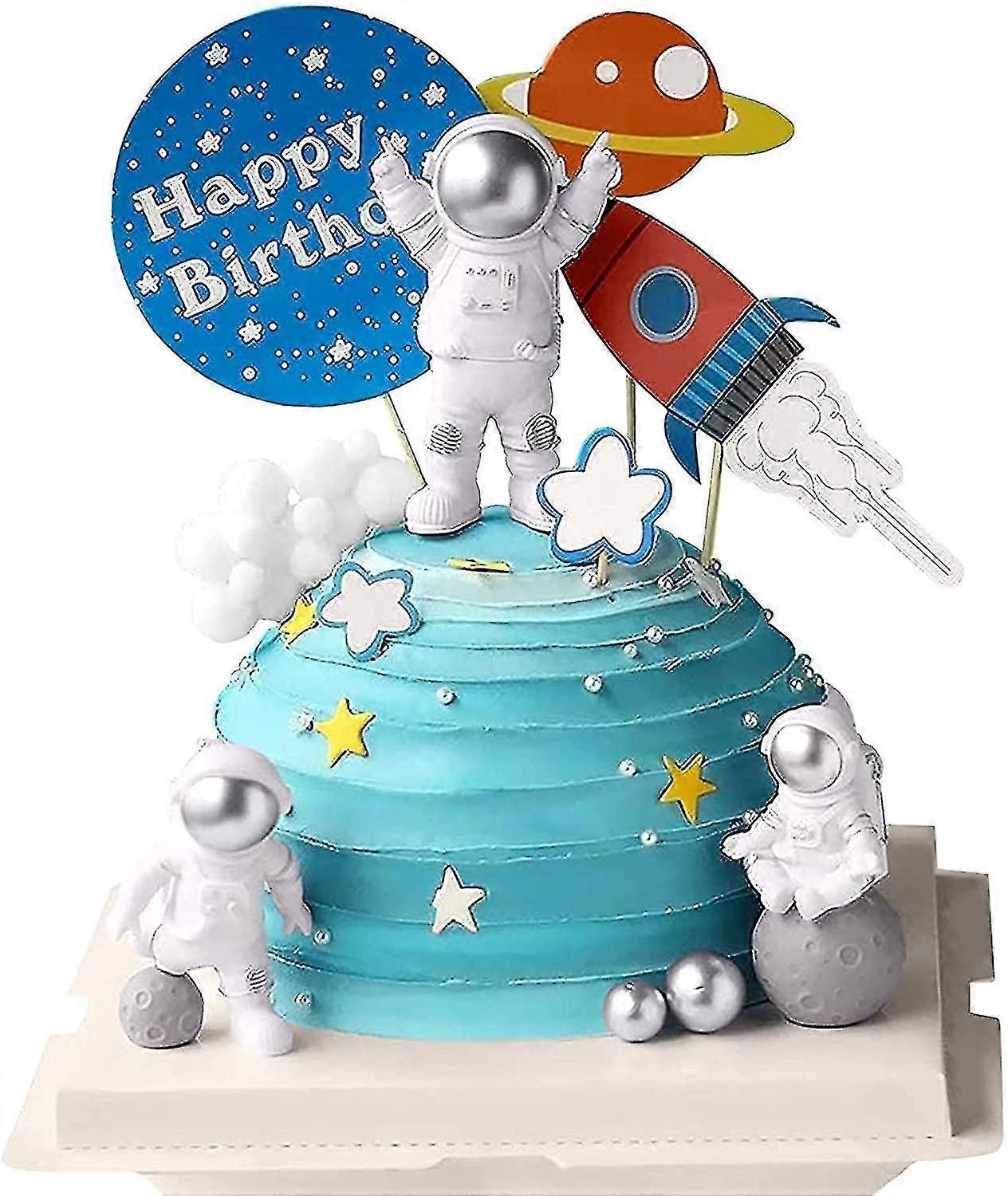 Figurki astronautów Cake Topper Outer Space Cake Decoration Spaceman Model Display Miniaturowe zabawki astronauty Zestaw 3szt