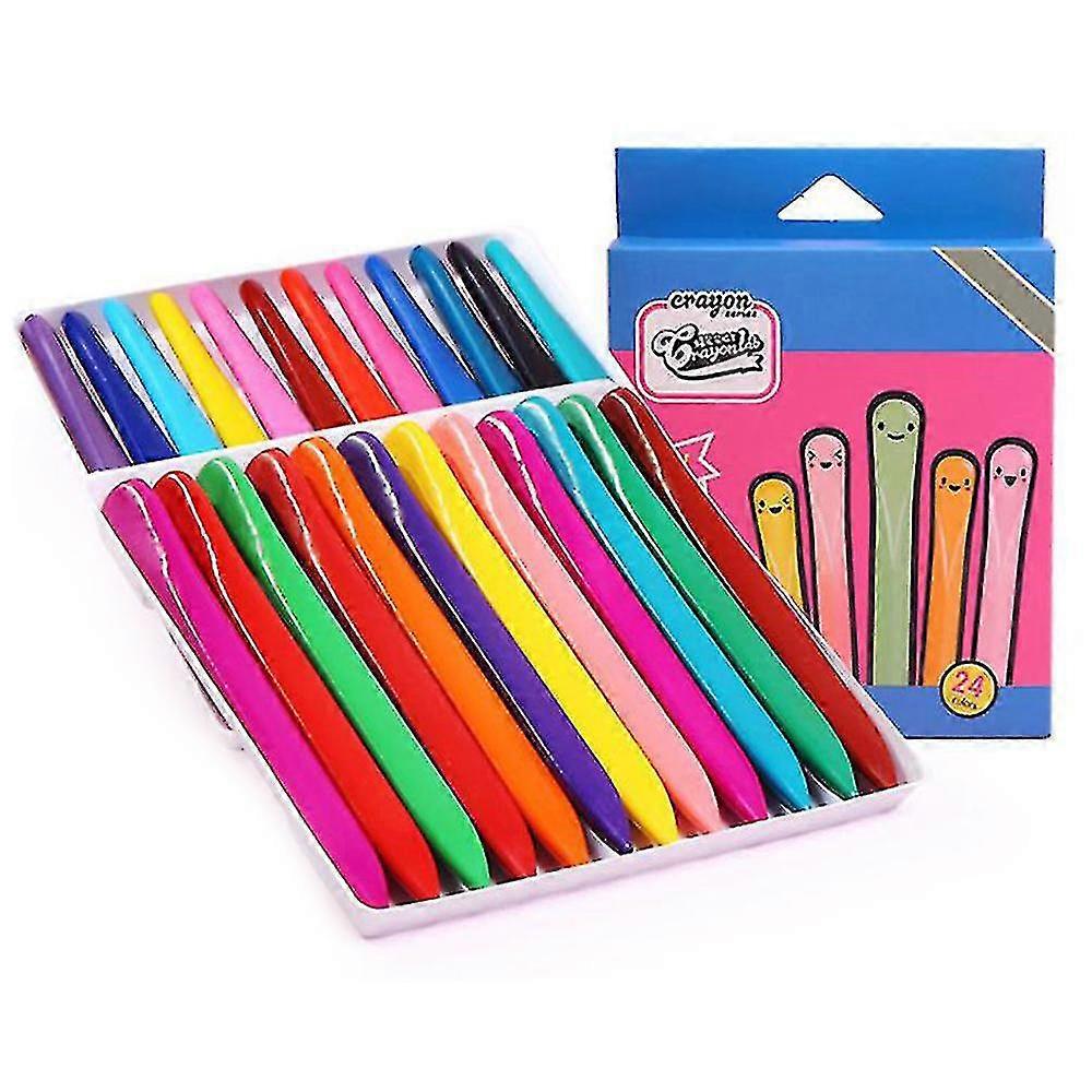 24 Colors Children's Triangle Crayons Student Color Drawing Crayons Se