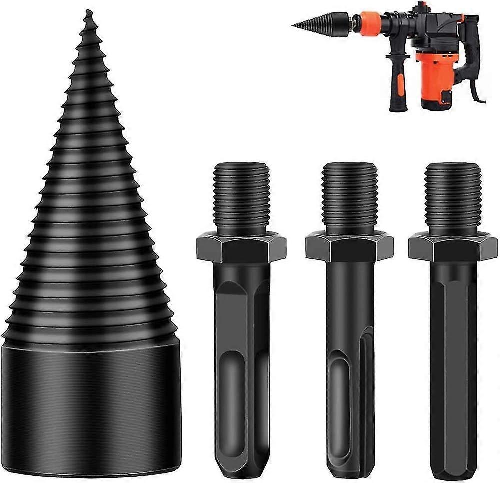 Log Splitter Wood Splitter, Heavy Duty Drill Screw Cone Fire Conductor Splitter Cone Screwdriver Firewood Wood Cutter Tool With Hex Shank, Square Shan
