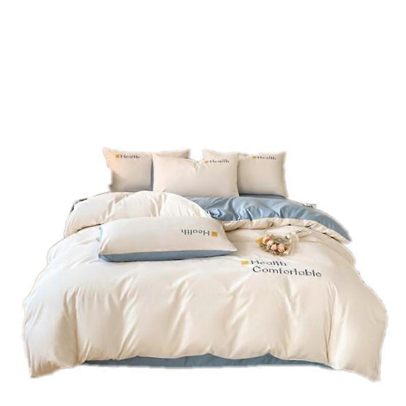 Luxury 3pcs/4pcs Cotton Bedding Set Duvet Cover With Pillowcase European Style Double King Size Comfortable Bed Covers Bed Linen Beige/Light Blue