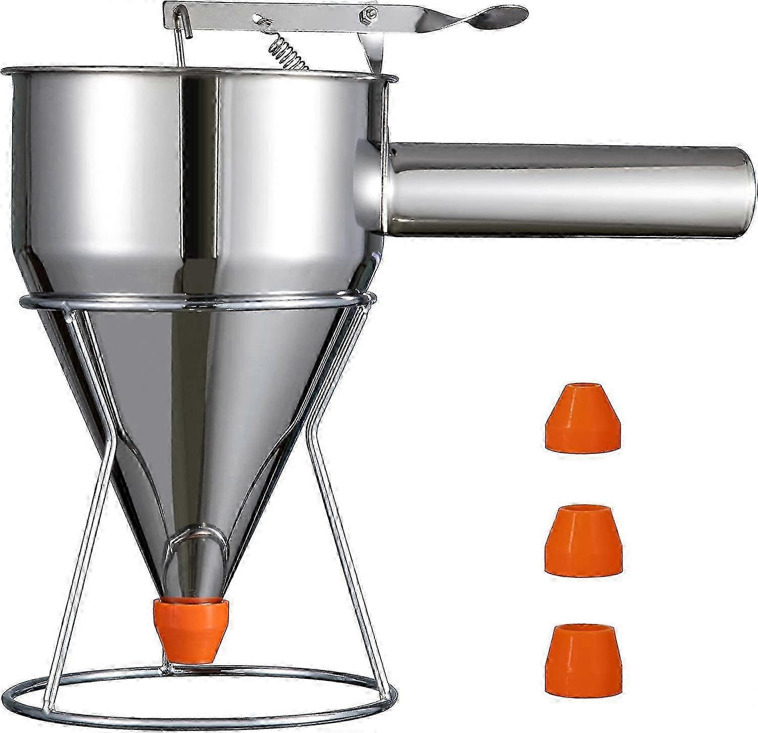 Pancake Batter Dispenser, Multi-caliber Stainless Steel Funnel Cake Dispenser With Stand Great For Pancakes, Cupcakes
