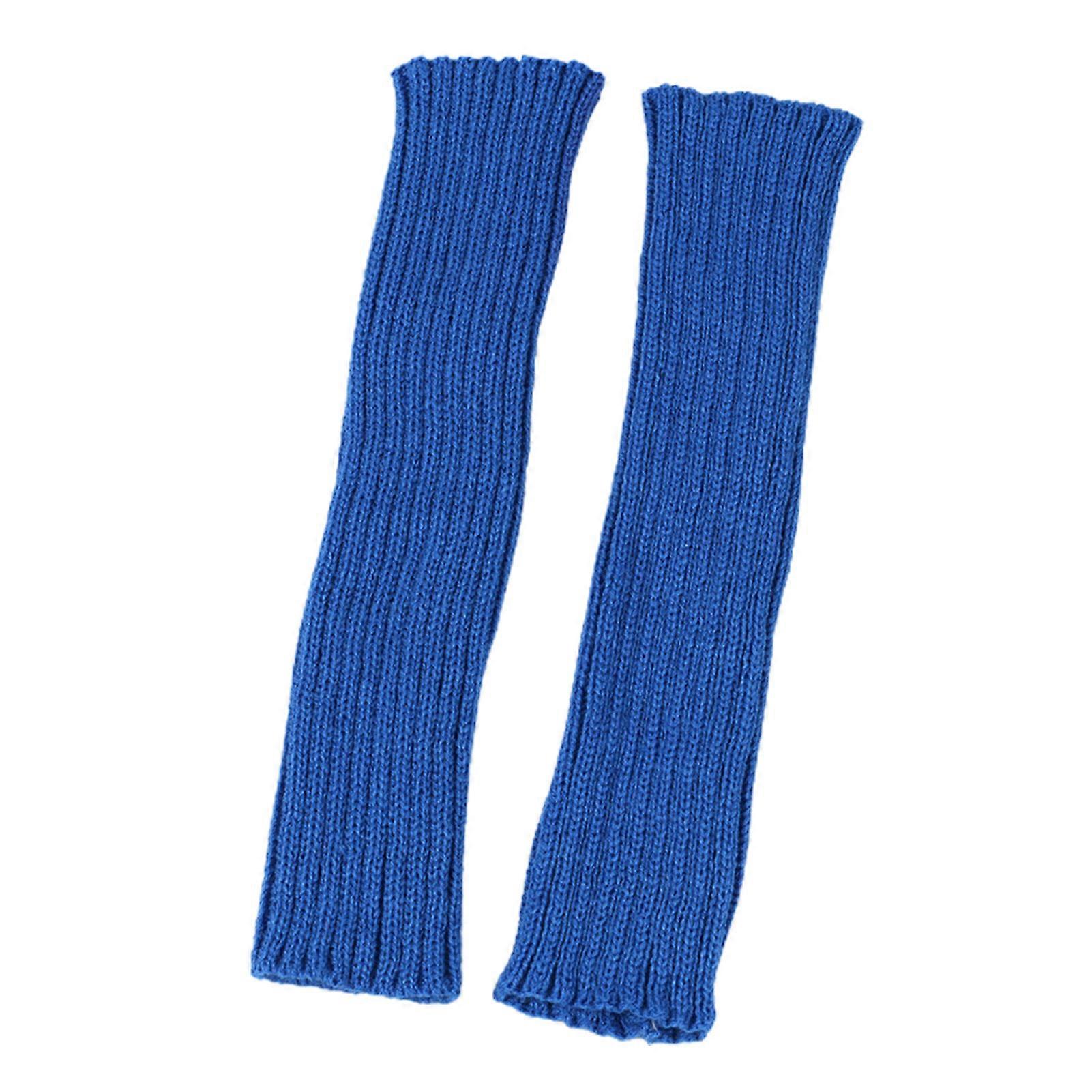 1 Pair Gloves Fingerless Knitted Solid Color Elastic Anti-slip Warm Thick Unisex Warm Soft Lengthened Cycling Riding Arm Sleeves Arm Warmer