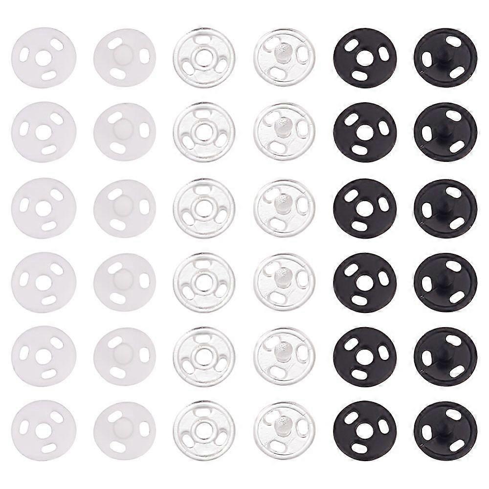 120Pcs 3 Colors Plastic Snap Fasteners Flat Round Mixed Color 4x2mm Hole: 0.6mm 40pcs/color