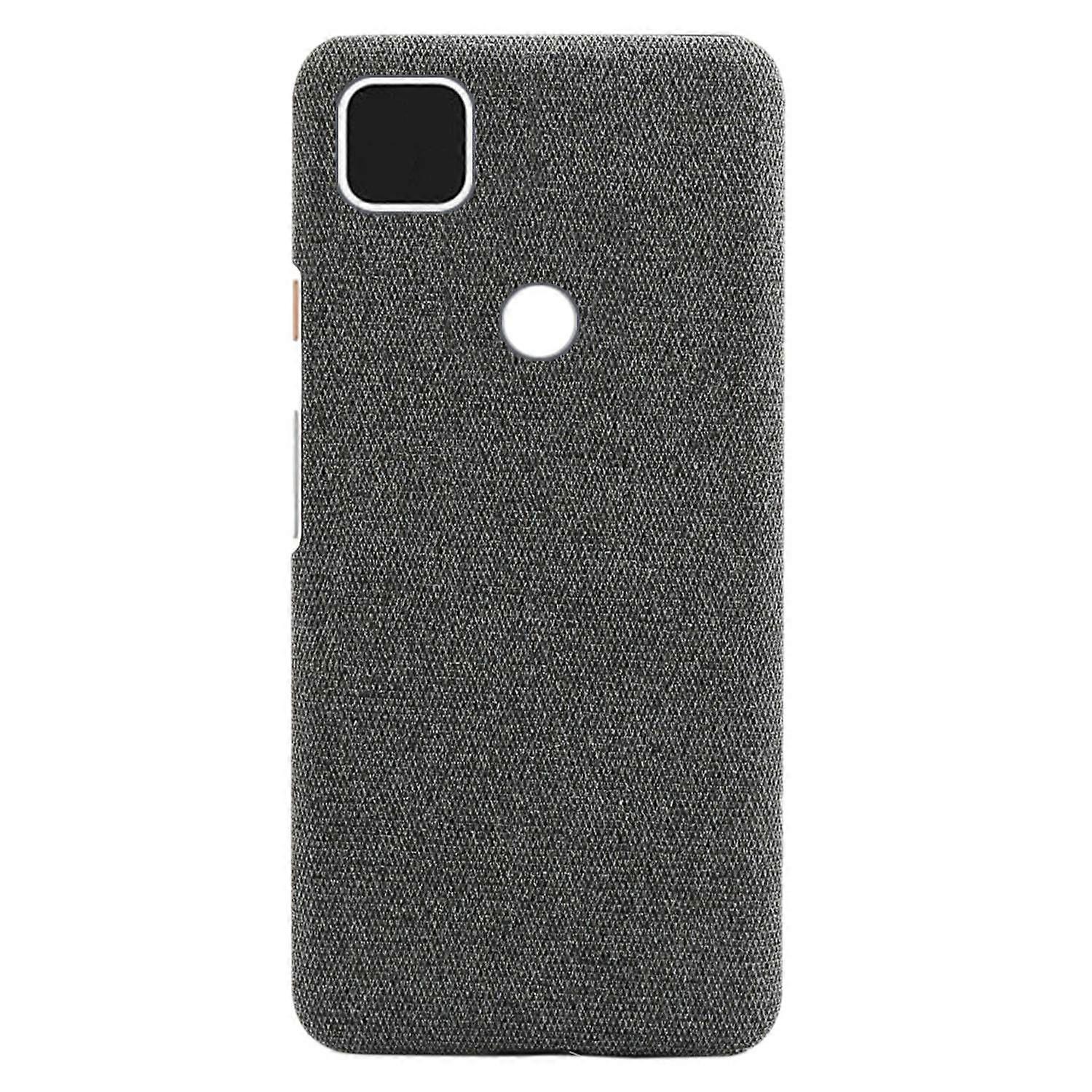 Phone Shell Cloth Pattern Leather Case Pixel Anti Drop Protective Cover Suitable for Pixel 4A(Gray)