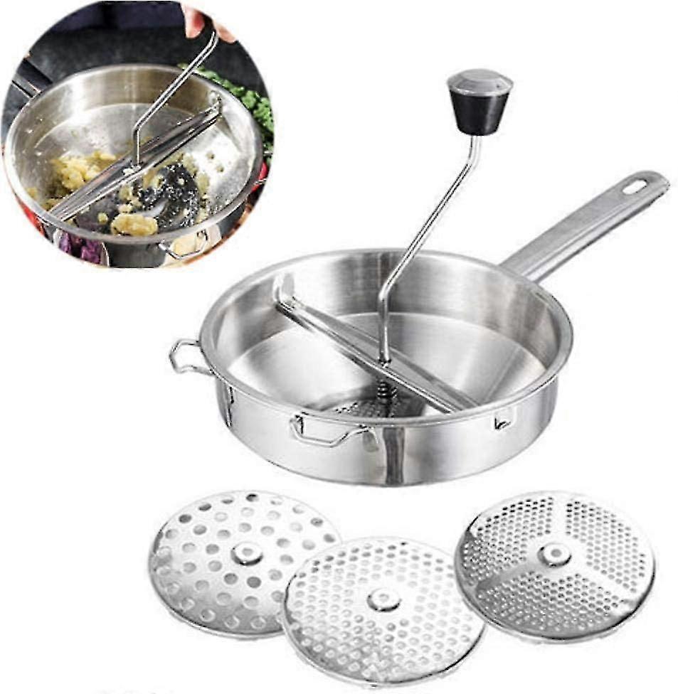 Manual Function, Professional Rotary Food Mill Stainless Steel, e Kitchen Vegetable Grinder Tool With 3 Milling Disks, Manual Grinder,3737