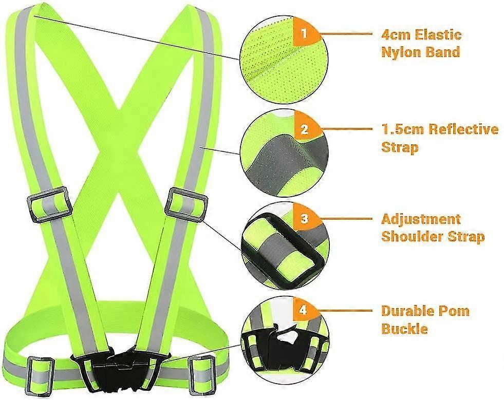 Reflective Vest For High Visibility All Day And Night For Running, Biking And More, Unisex (1 Vest, 2 Arm Bands)