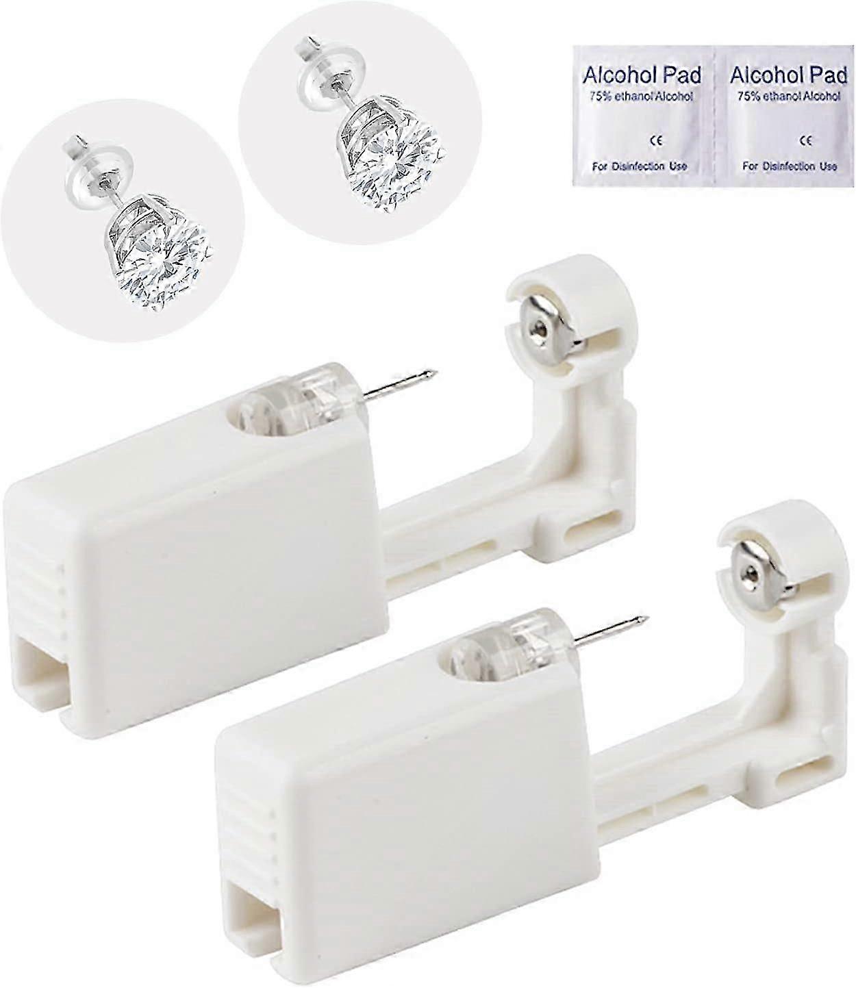 Wegwerp oorpiercing kit pijnloze oorpiercing pistool tool met oorstekers, 2 stuks