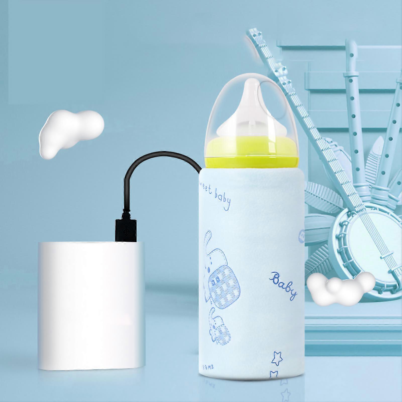 Baby Milk Bottle Warmer USB Charging 42℃ Heat Preservation Soft Lint Feeding Bottle HeaterBlue