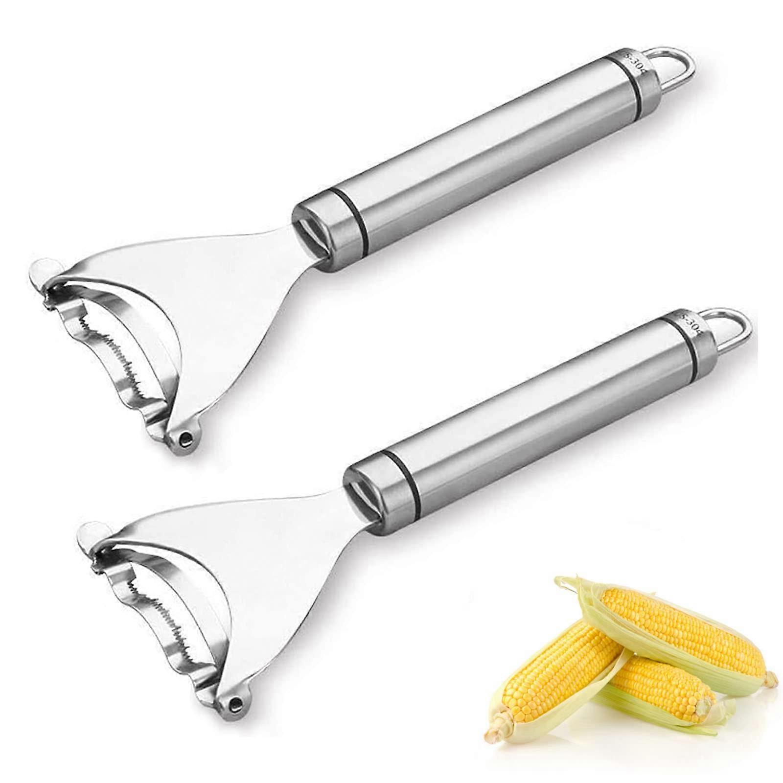 Corn Planer Cutter Peeler Set of 2, Premium Stainless Steel Corn Thresher Tool with Ergonomic Handle for Easy Use