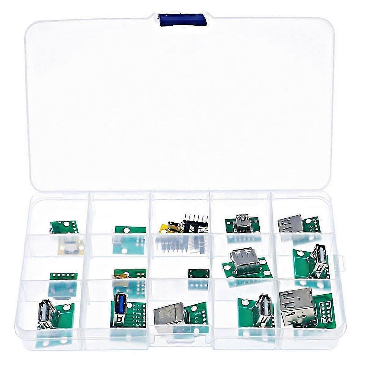 موصل USB صغير لتراجع مع لوحة ثنائي الفينيل متعدد الكلور ، Micro-USB ، USB 2.0 ، النوع C ، USB B ، USB 3.0،16 موديل المقبس A