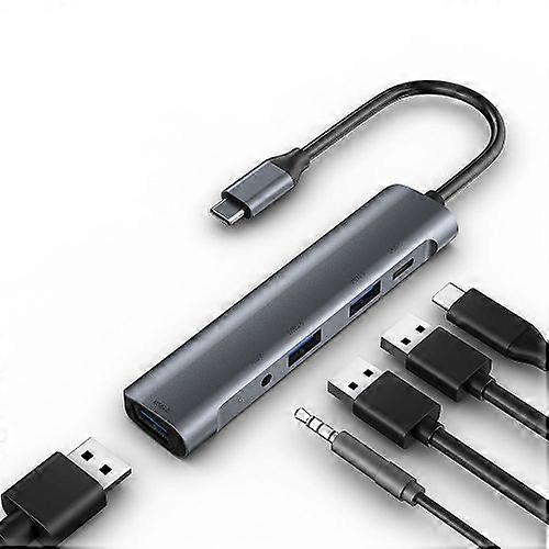 ZRUXE HB-158 5 in 1 2xUSB2.0 + USB3.0 + Audio Port + PD to USB-C/Type-C Hub Adapter
