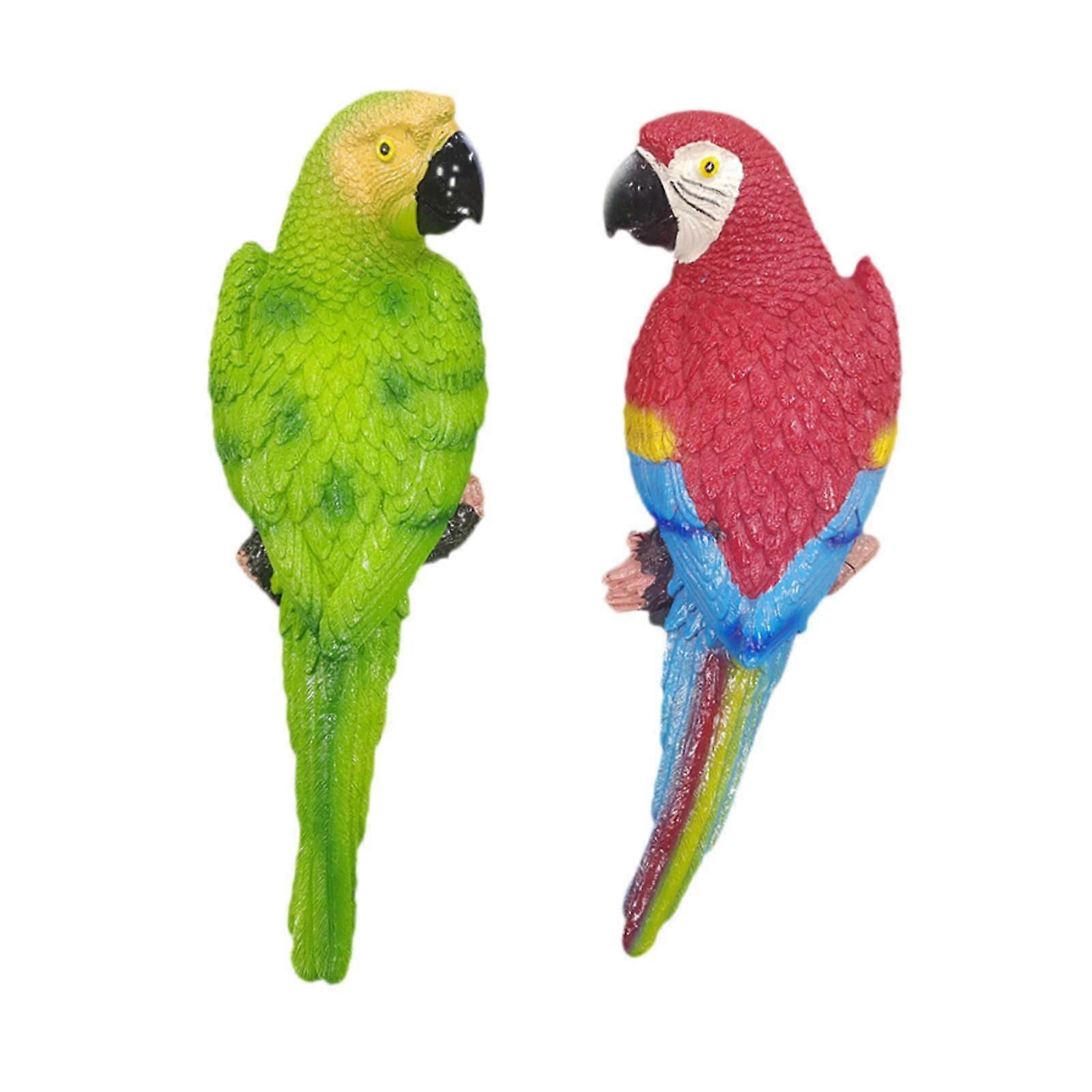 2x Artificial Parrot Statues Versatile Decor Tree Hanging for Home Yard Wall