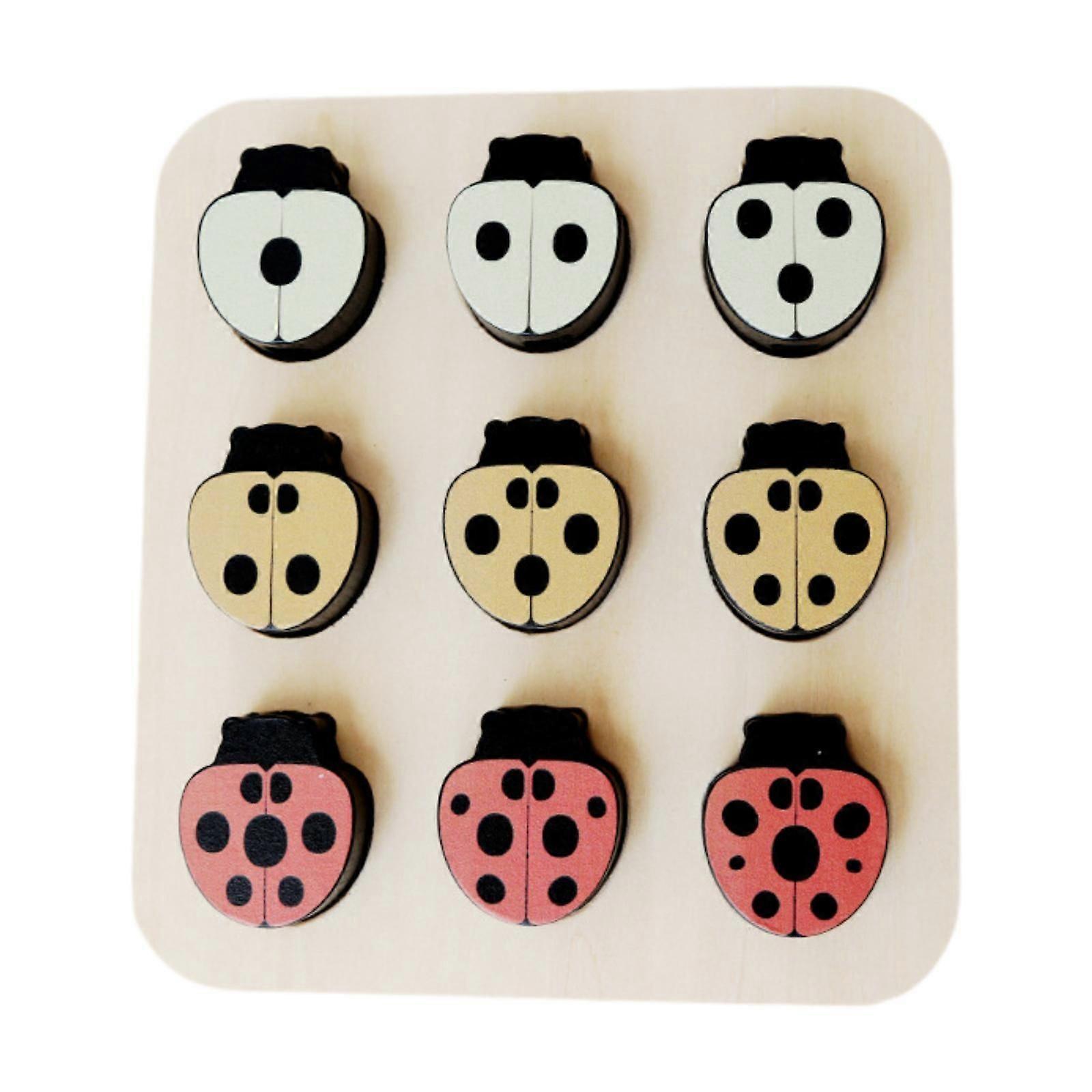 Wooden Tray Ladybug Puzzle Development Counting Toy for Boy and Girl Ages 3+