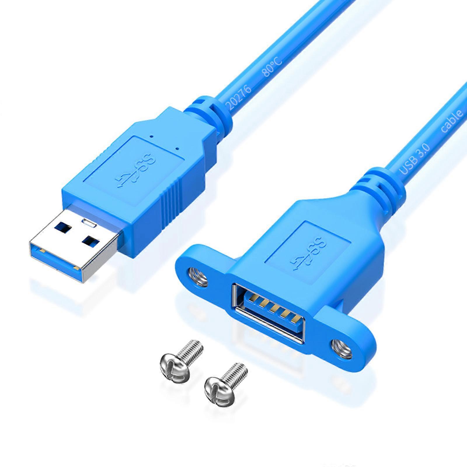 USB3.0 Extender Cable Male Female with Screw Holes, Fast Data Sync Cable for Mouse, Keyboards, USB Drive