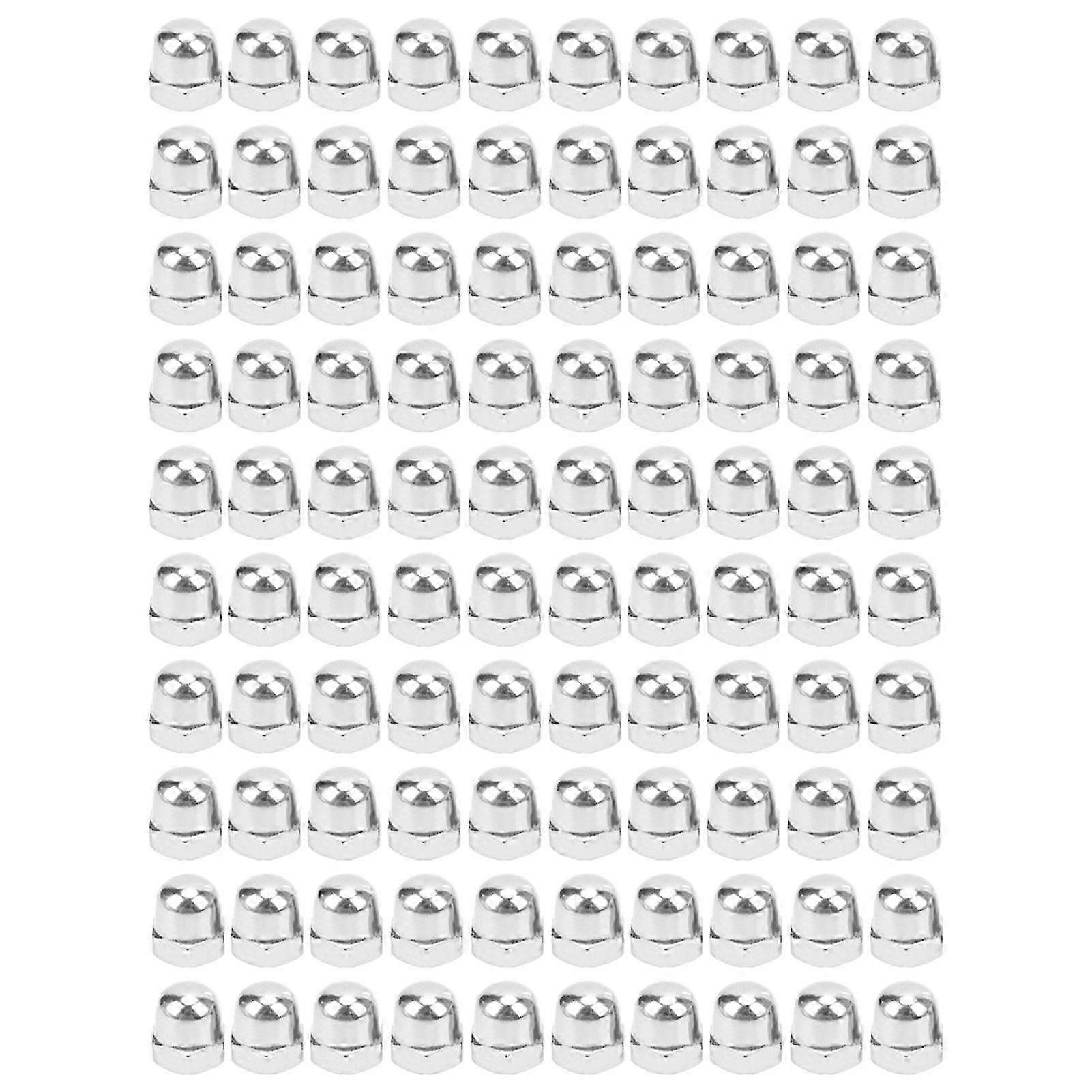 100pcs כובע אגוז הקס בלוט נירוסטה ערכת ערכת הגנה על בורג כיסוי M8 כסף