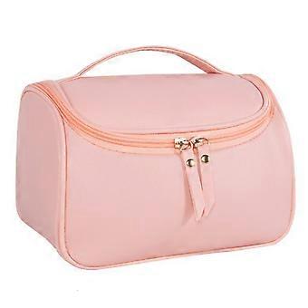 Handheld-Kosmetiktasche, große Kapazität, wasserdicht, tragbare Aufbewahrungstasche mit Griff für Reisen und Zuhause, Pink